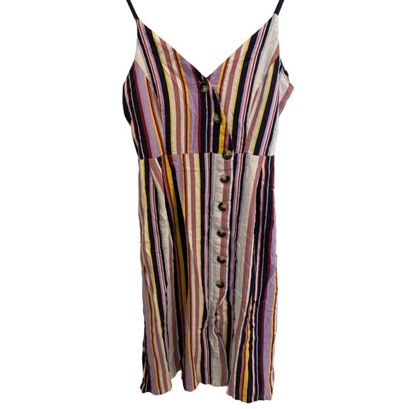 JustFab Multi-Color Striped Spaghetti Strap Dress - Picture 1 of 9